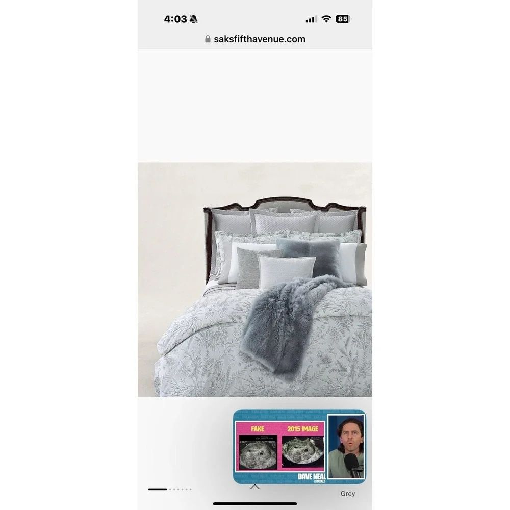 Ralph Lauren Genevieve Floral King Duvet Cover 100% Cotton Sateen Gray NWT $430